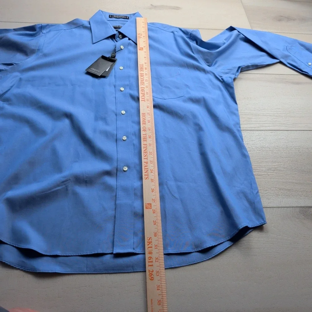 NEW Forsyth of Canada Dress Shirt Mens 16.5 34/35 Blue Wrinkle Free‎ Cotton